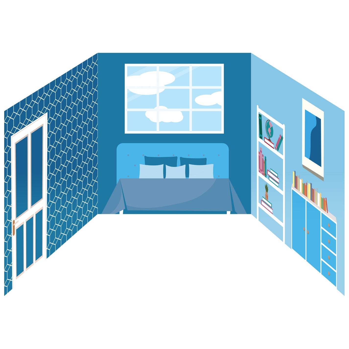 Candy Pink Dressing Room & Wizard Blue Bedroom Sides for Ikea® Kallax ...